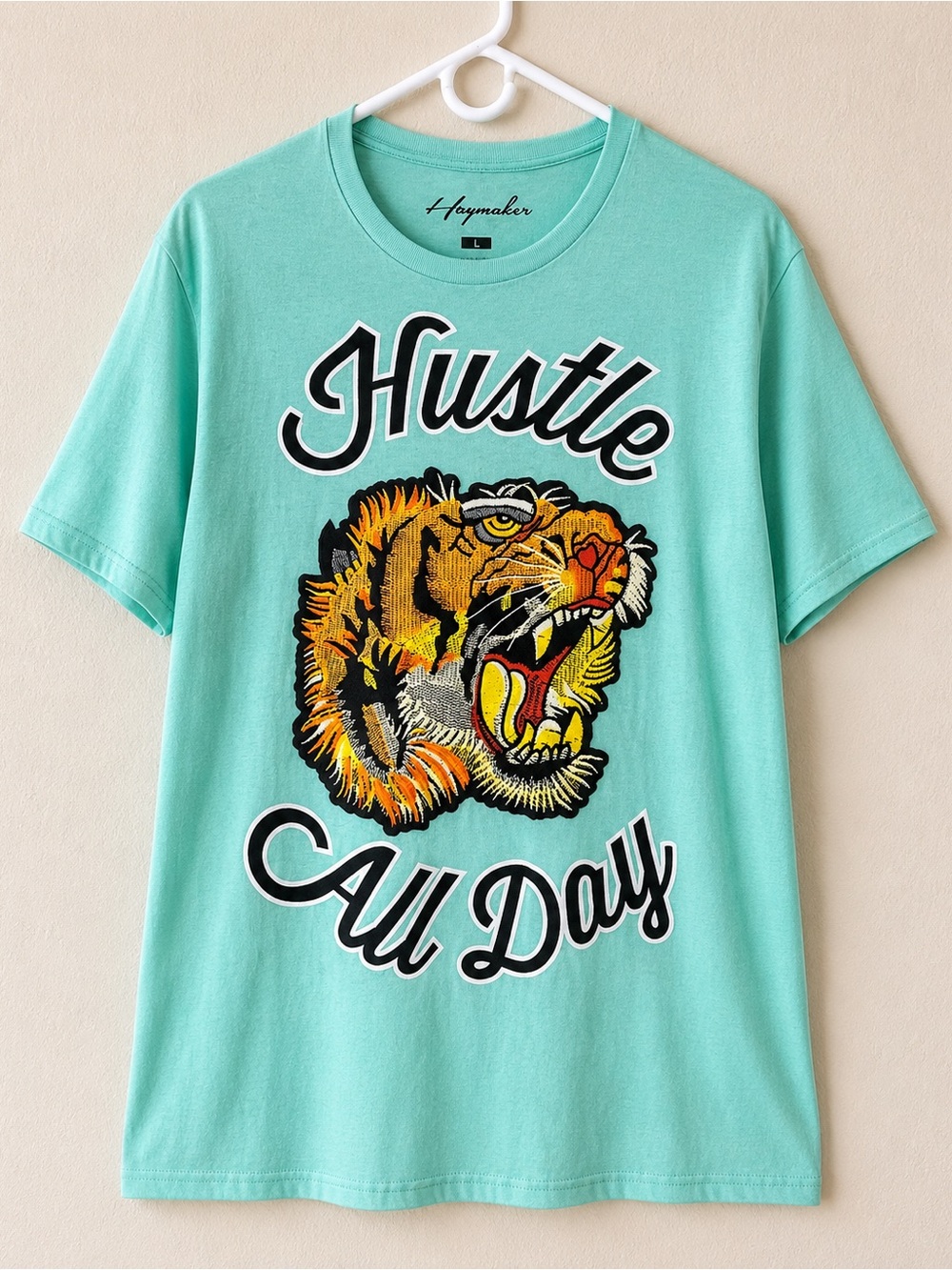 Haymaker Mint Green Tiger Graphic Tee Size Large